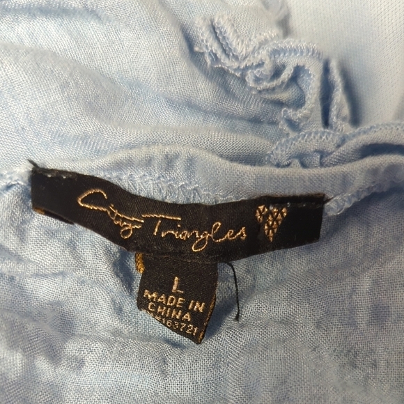 City Triangle Off Shoulder Mini Sundress Blue L summer cottagecore bohemian - Picture 5 of 7